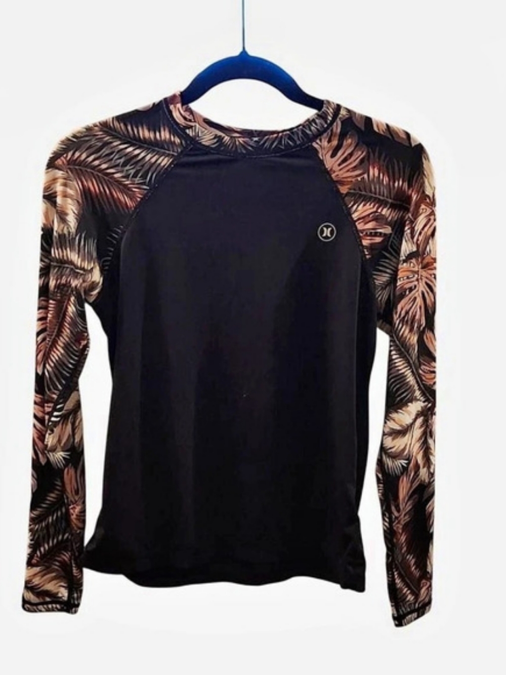 Hurley Women'Small UPF 50+ Long Sleeve Pull Over Rash Guard Black & Brown Small